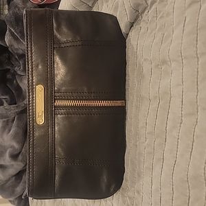 Michael Kors black soft leather big pouch bag